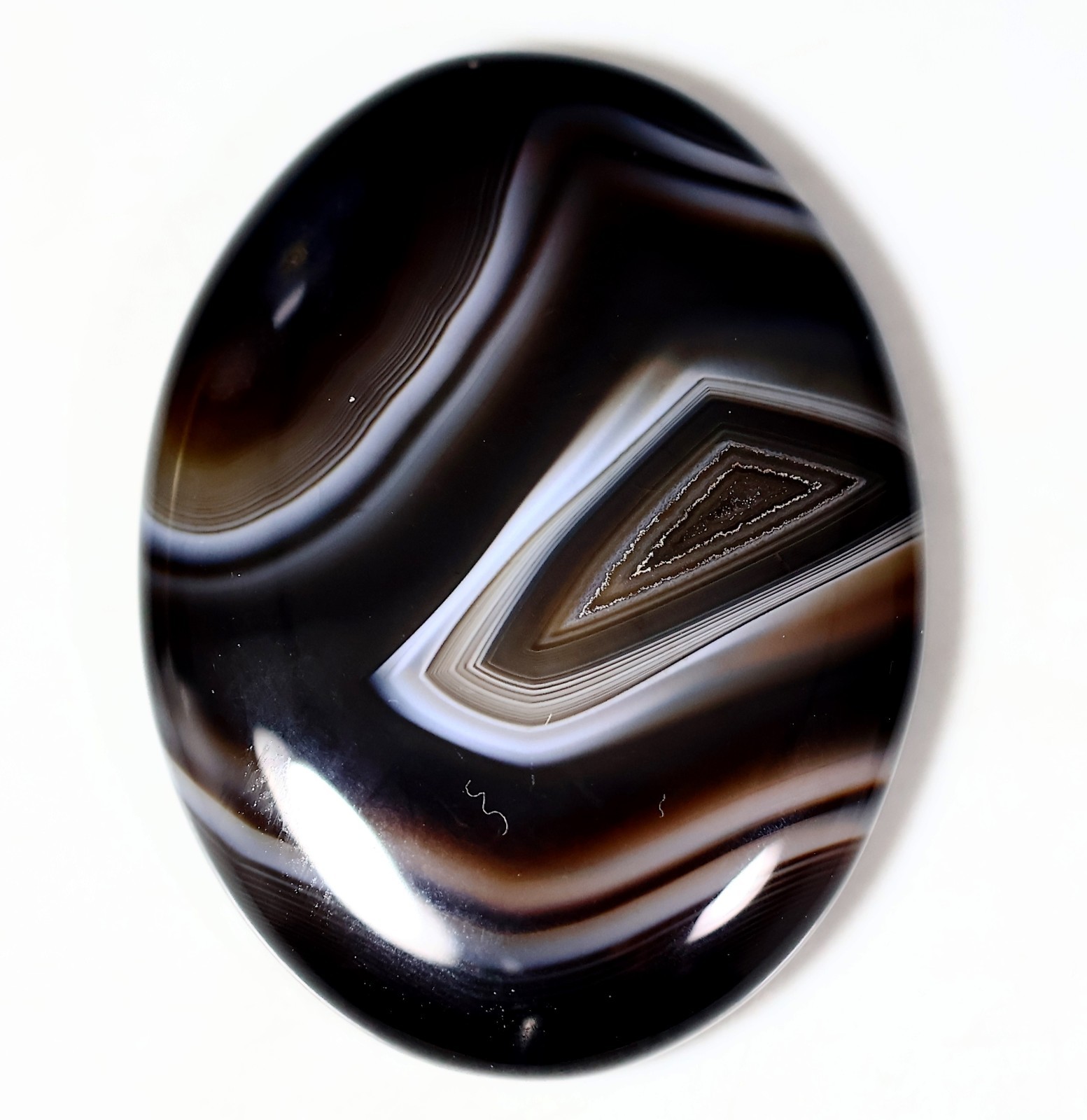 28 Ct 5X21X28 mm Natural Black Botswana Agate Oval Cabochon Gemstone HY-548