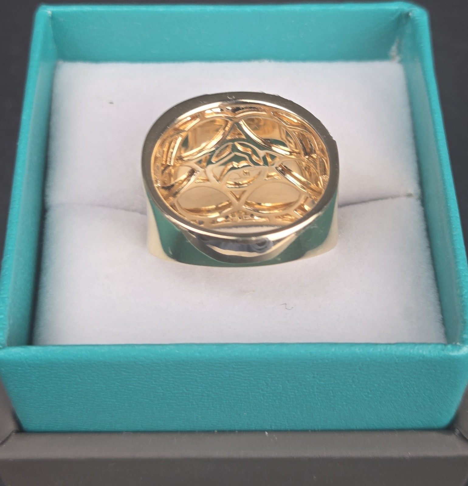 EFFY 14k Gold D’Oro Diamond H-I Accented Wide Band Ring – Size 9