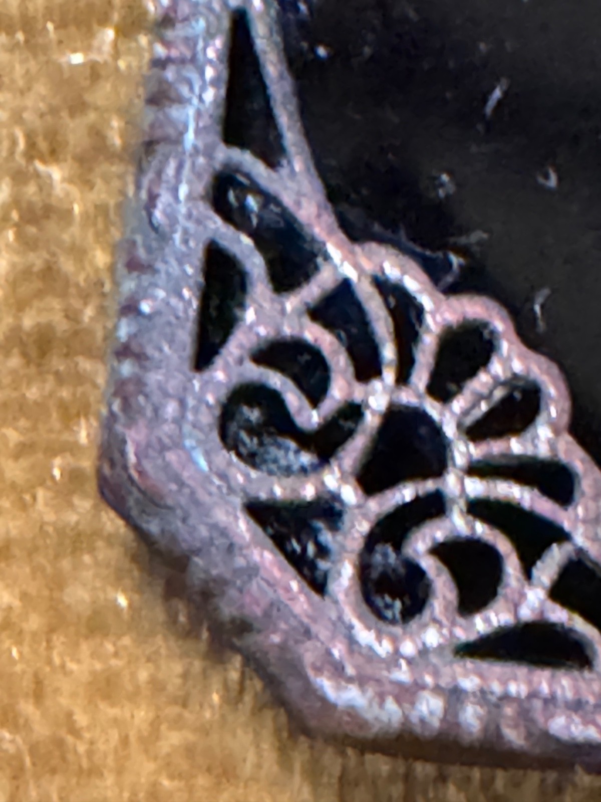 Antique Ornate Border with Black Onyx Mourning Pendant Etched Cross & Star Prism