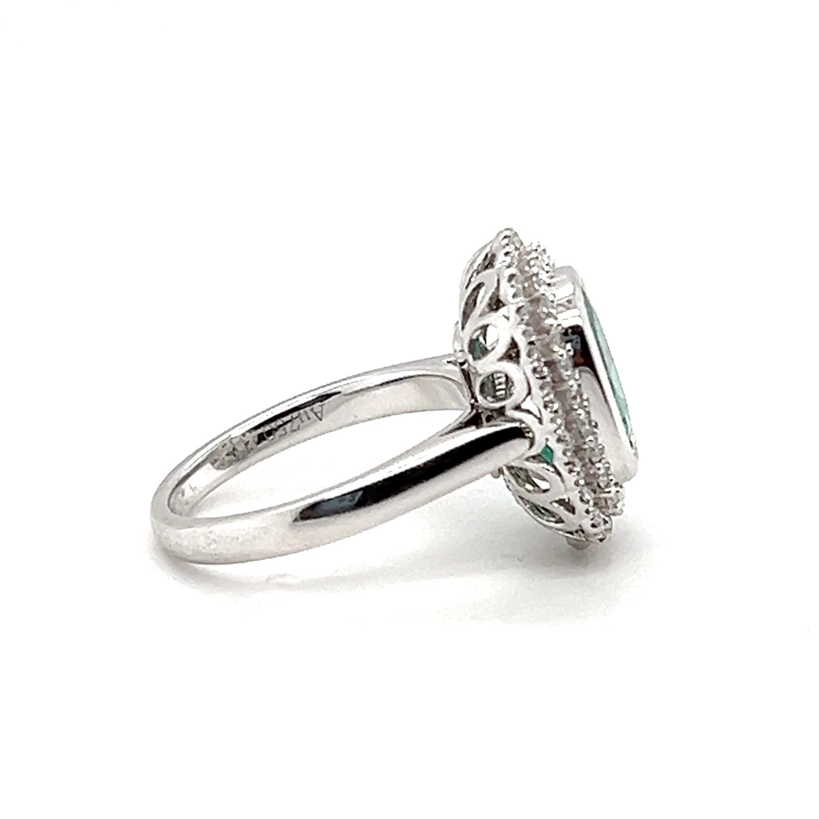 18ct White Gold Diamond Emerald Ring with Valuation Certificate