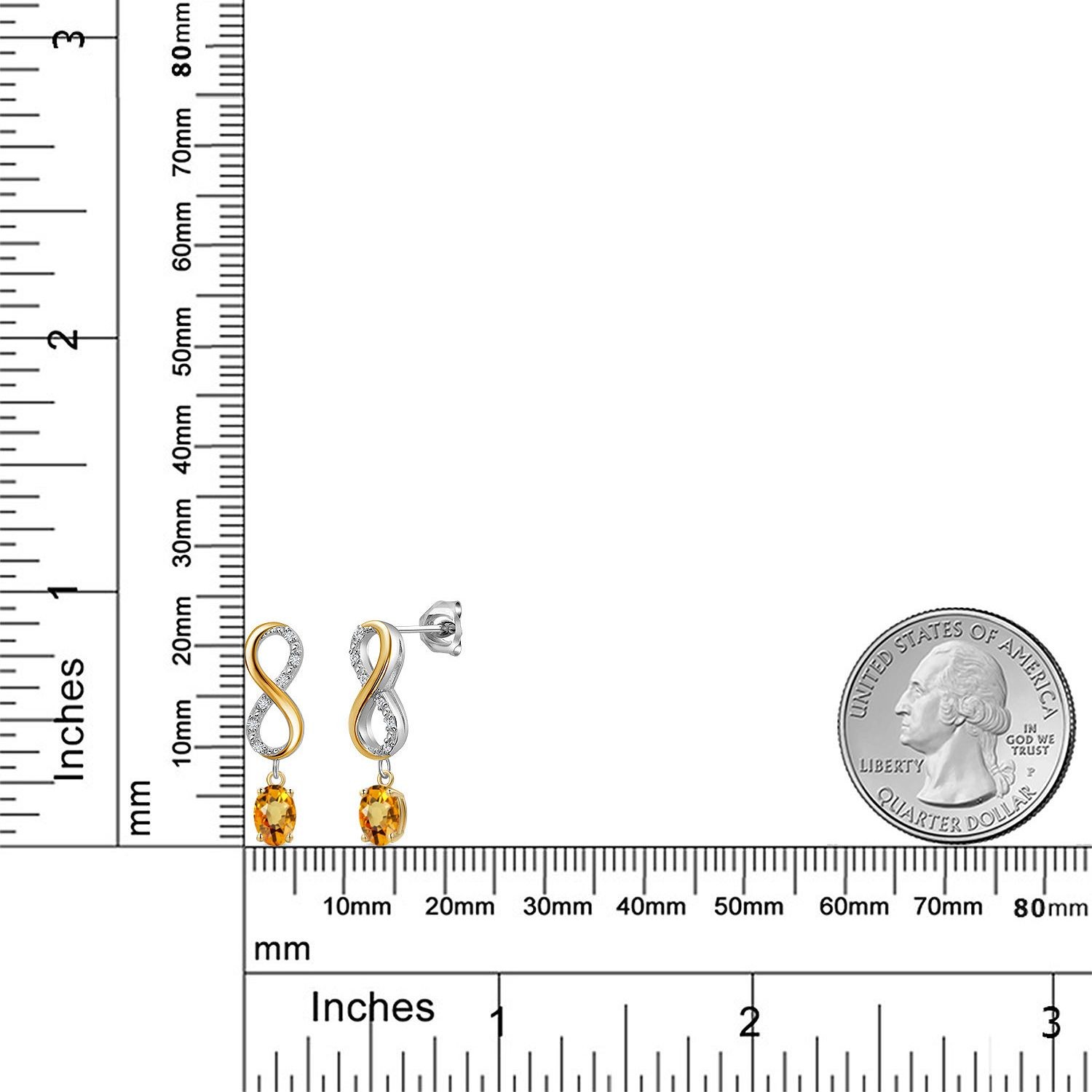 925 Silver and 10K Yellow Gold Yellow Sapphire and Lab Grown Diamond Dangle
