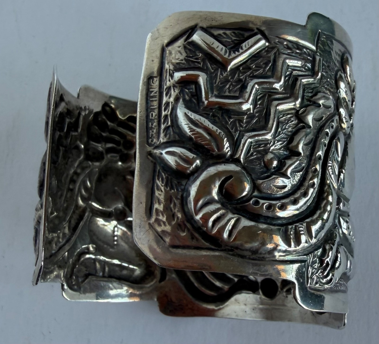 Vintage Mexican Sterling Bracelet Featuring Pre-Columbian/Aztec/ Mayan Designs