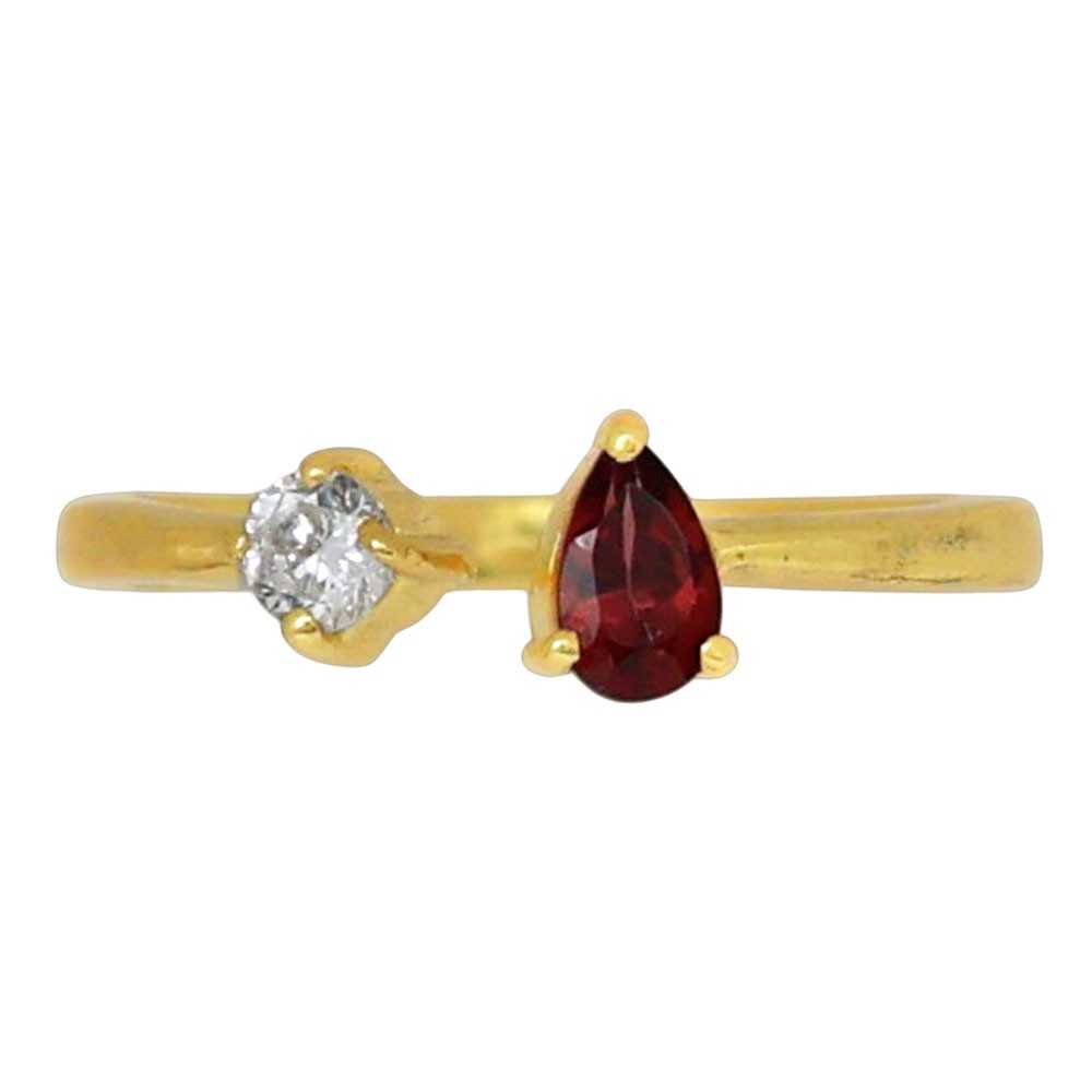 18K Gold Plated Natural Hessonite Garnet – Madagascar Ring s.5 Jewelry TR01462