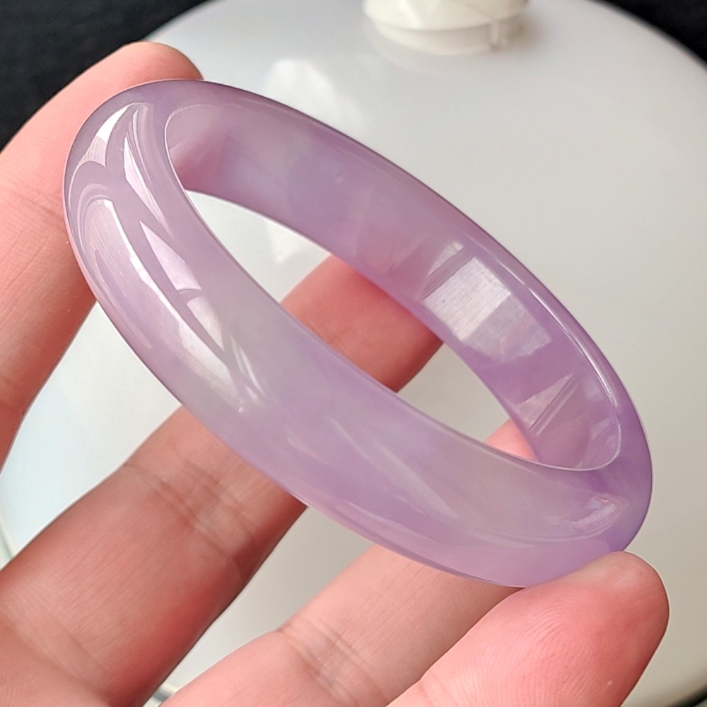 Certified Grade A 54-55mm Lavender Natural Burma Jade jadeite Bangle Bracelet