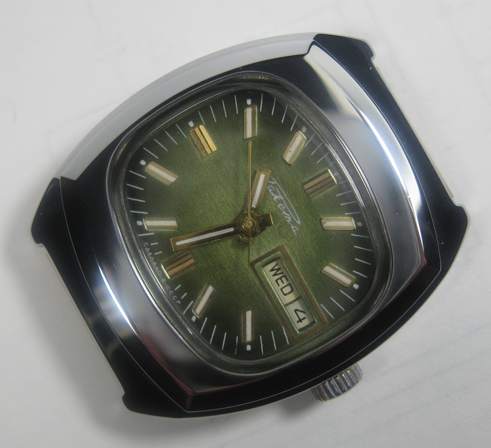 Vtg RAKETA NEW Case + Strap S/Steel 2628H Soviet Classic 19j Wrist Watch 1970s