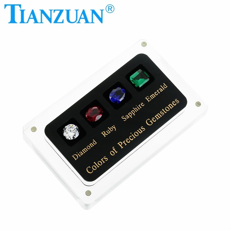 TIANZUAN 4 Different colors of precious gemstone Display GemstoneS CZ Master Set