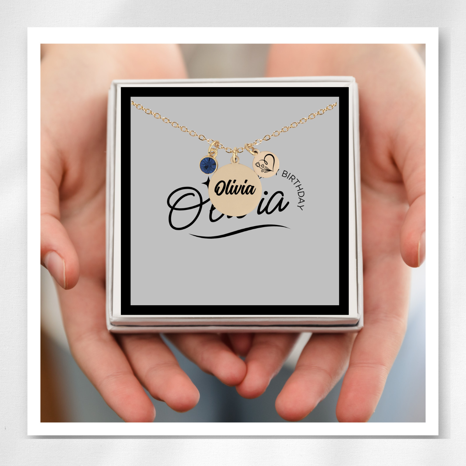 Personalized Name Necklace Birthstone Custom Pendant Jewelry