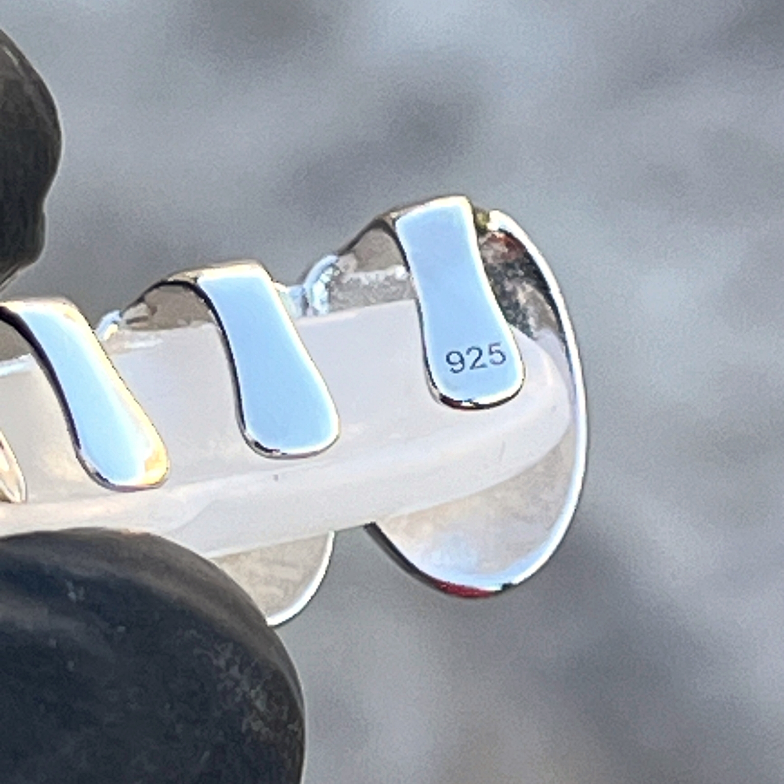 Real Solid 925 Sterling Silver White Enamel Grillz Rapper Grill Six Top Teeth