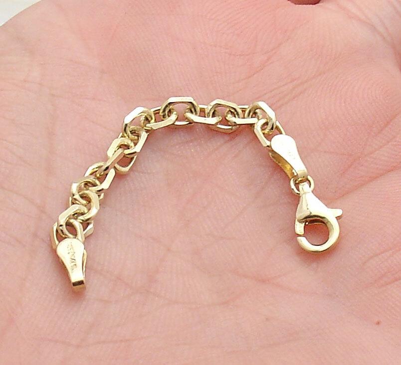 2.5″ 3.7mm Diamond Cut Cable Oval Extender for Necklace Chain 14K Yellow Gold