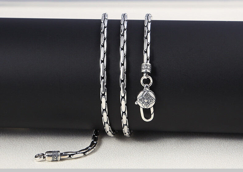 Real 925 Sterling Silver Necklace Men Women 3mm Long Box Snake Link Chain