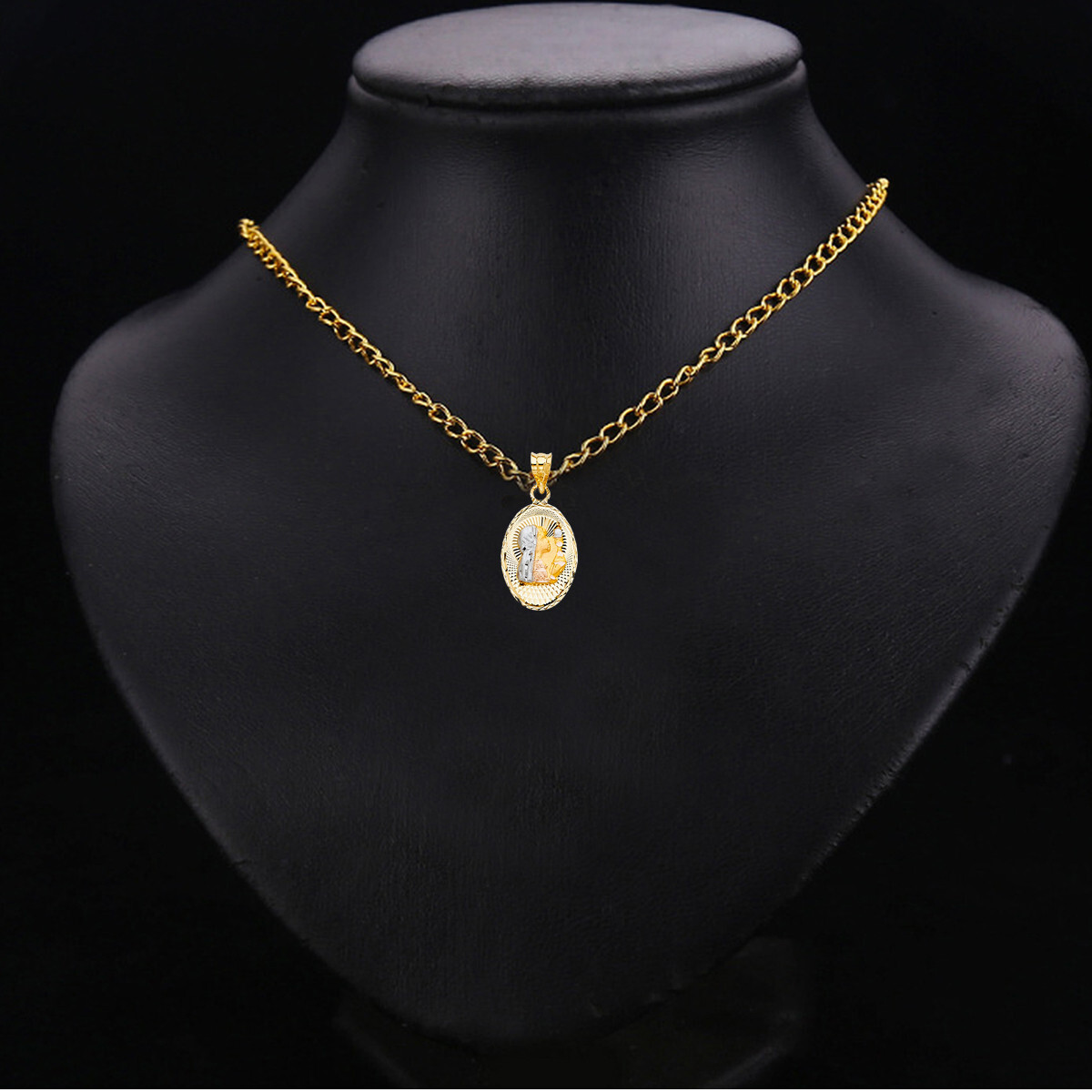 14K Tri Color Gold Diamond Cut communion Stamp Religious Gold Pendant
