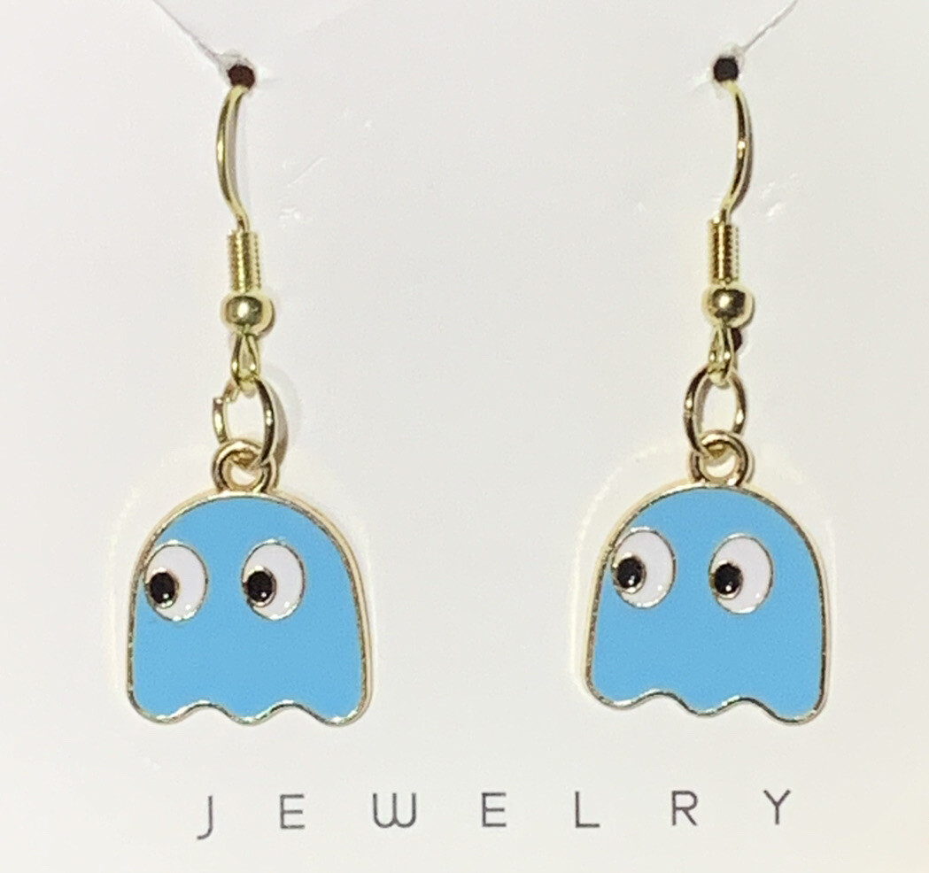 Gold Ghost From Pac-Man & Ghost Drop Dangle Earrings!!