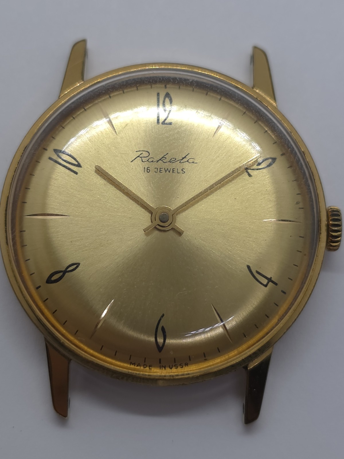 Vintage Raketa USSR Cal. 2601 Working Very Well Gold Plated AU10- Watch Good Loo