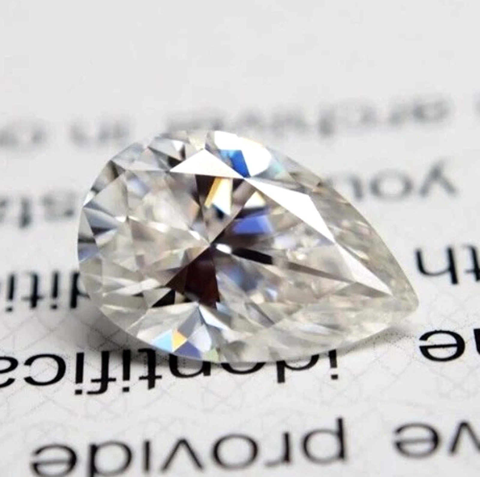 3.00 Carat Pear Cut White Diamond VVS1 Color CVD Certified Loose Gemstone 5SDK