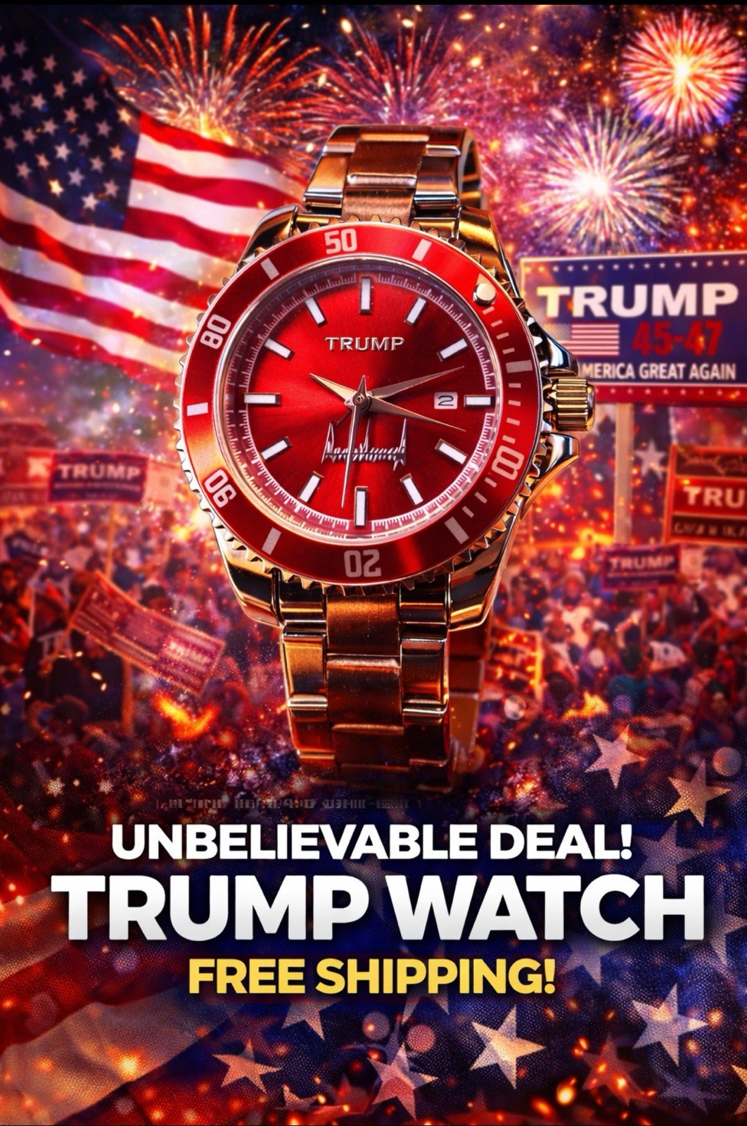 Donald Trump Mens Watch. Fight Fight Fight.Red Beauty Men’s New with Papers.