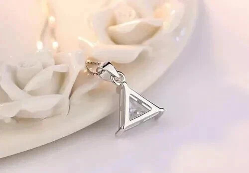 2Ct Trillion Simulated Diamond Solitaire Pendant Necklace 14k White Gold Plated