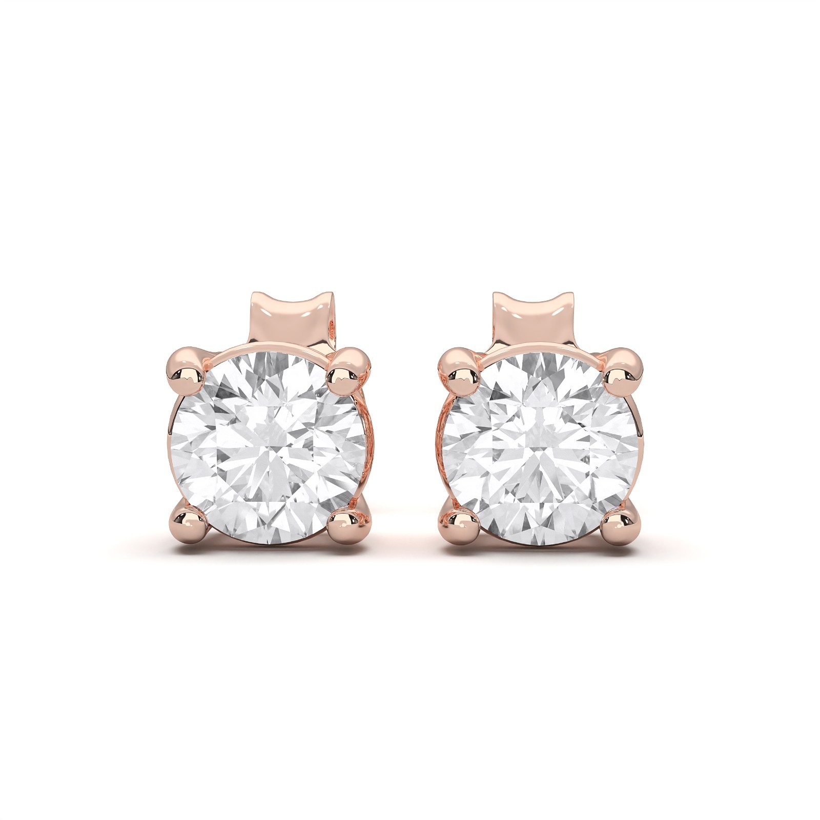 1.00 Ct to 4.00 Ct Round Shape Moissanite Stone Push Back Stud Earring in Silver