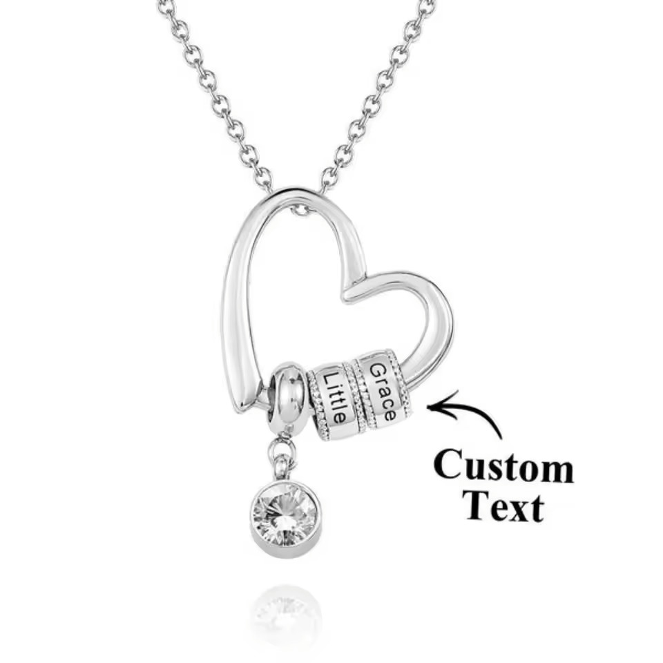 Customized 1-6 Name Charm Birthstone Necklace Heart Pendant Jewelry Gold Silver