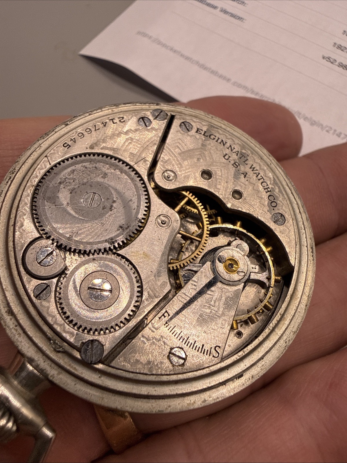 1919 Elgin Grade 291 Sz.16s 7 Jewels Keystone Nickel Case Fully Functional