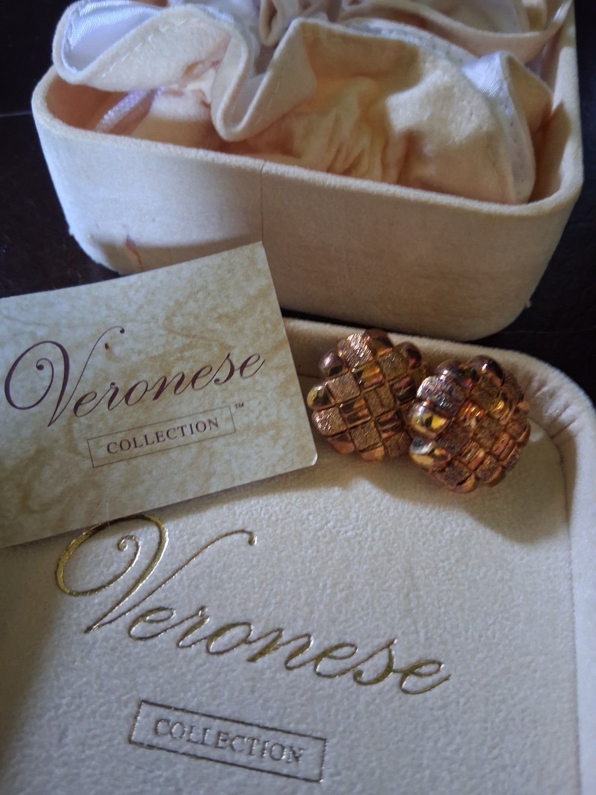 **VERONESE GOLD VERMEIL BASKET WEAVE CLIP EARRINGS**~Sterling Silver~10 Grams