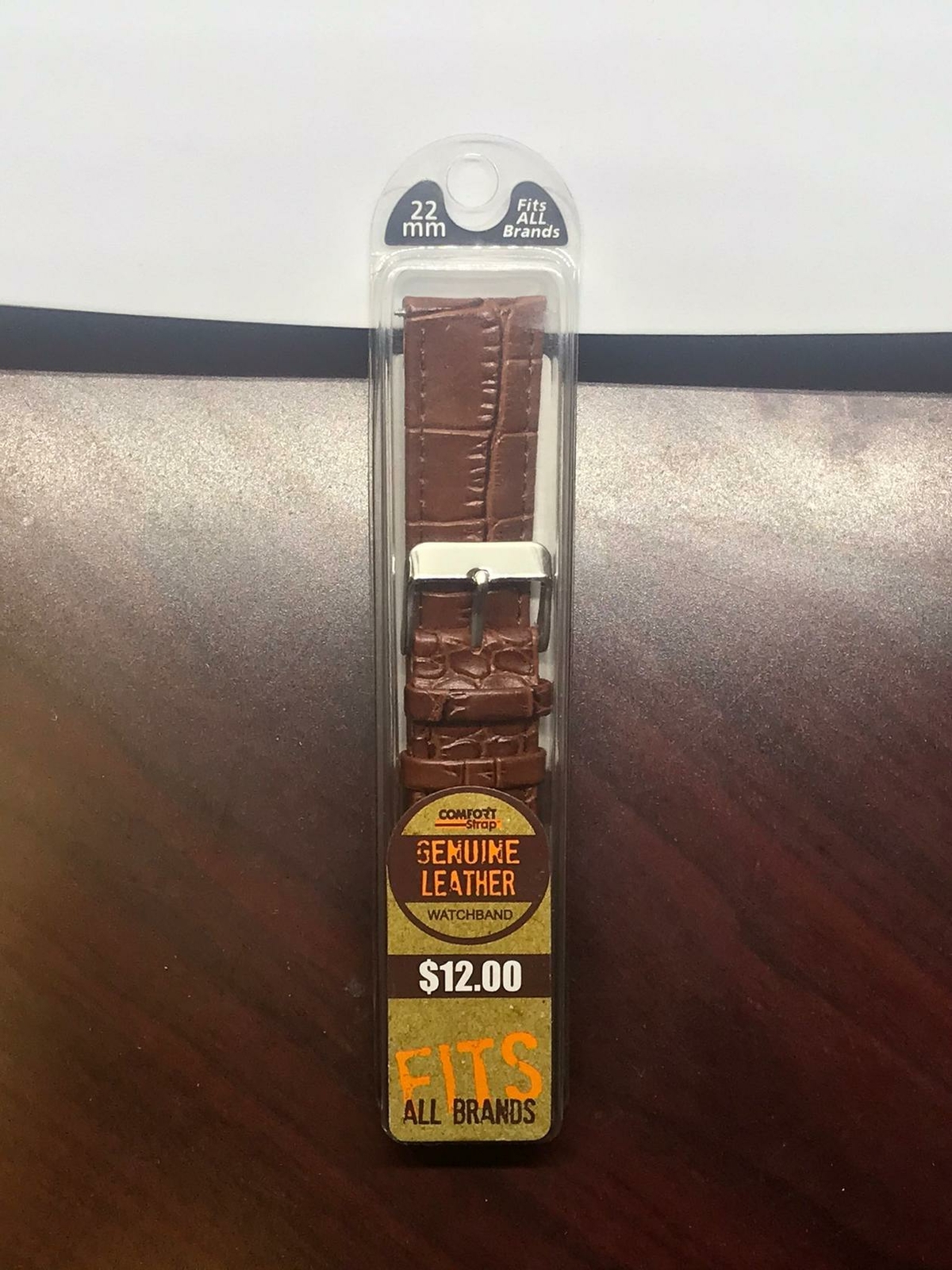 Comfort Strap 22mm Brown Padded Croco Leather Watch Band TX46722BN