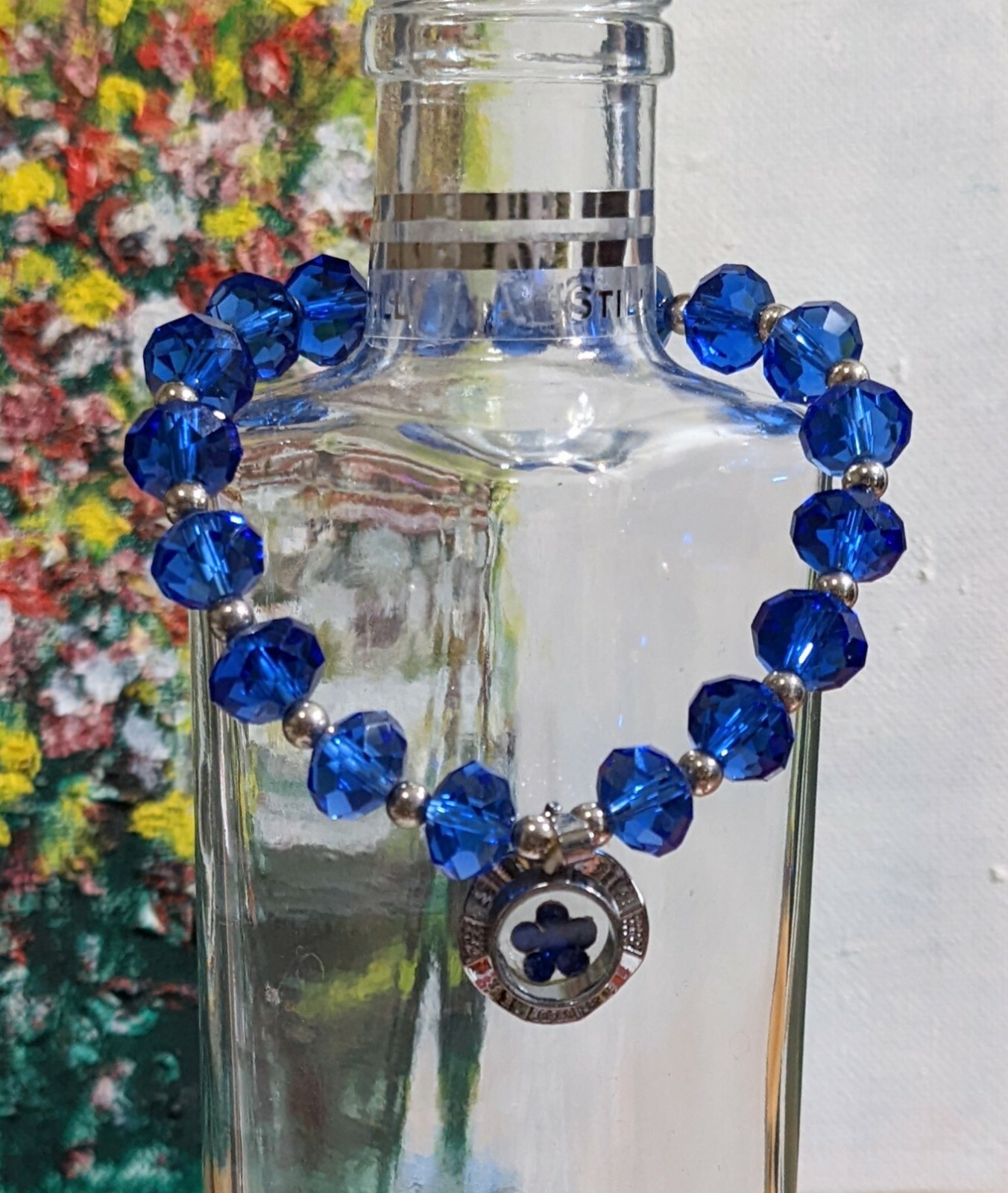 Birthstone Bracelet Blue Bracelet for Women Beaded Stretch September