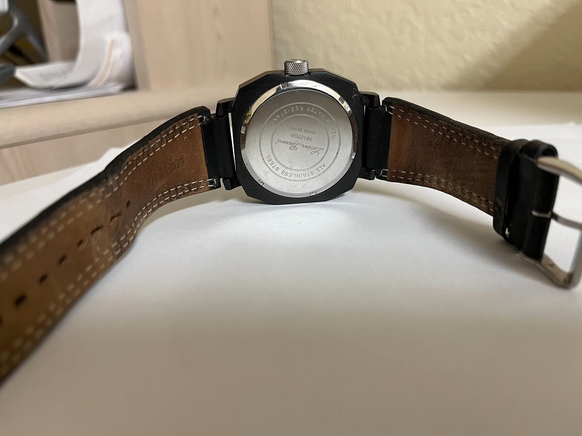 Lucien Piccard Men’s LP-281270R date at 3 black leather band watch