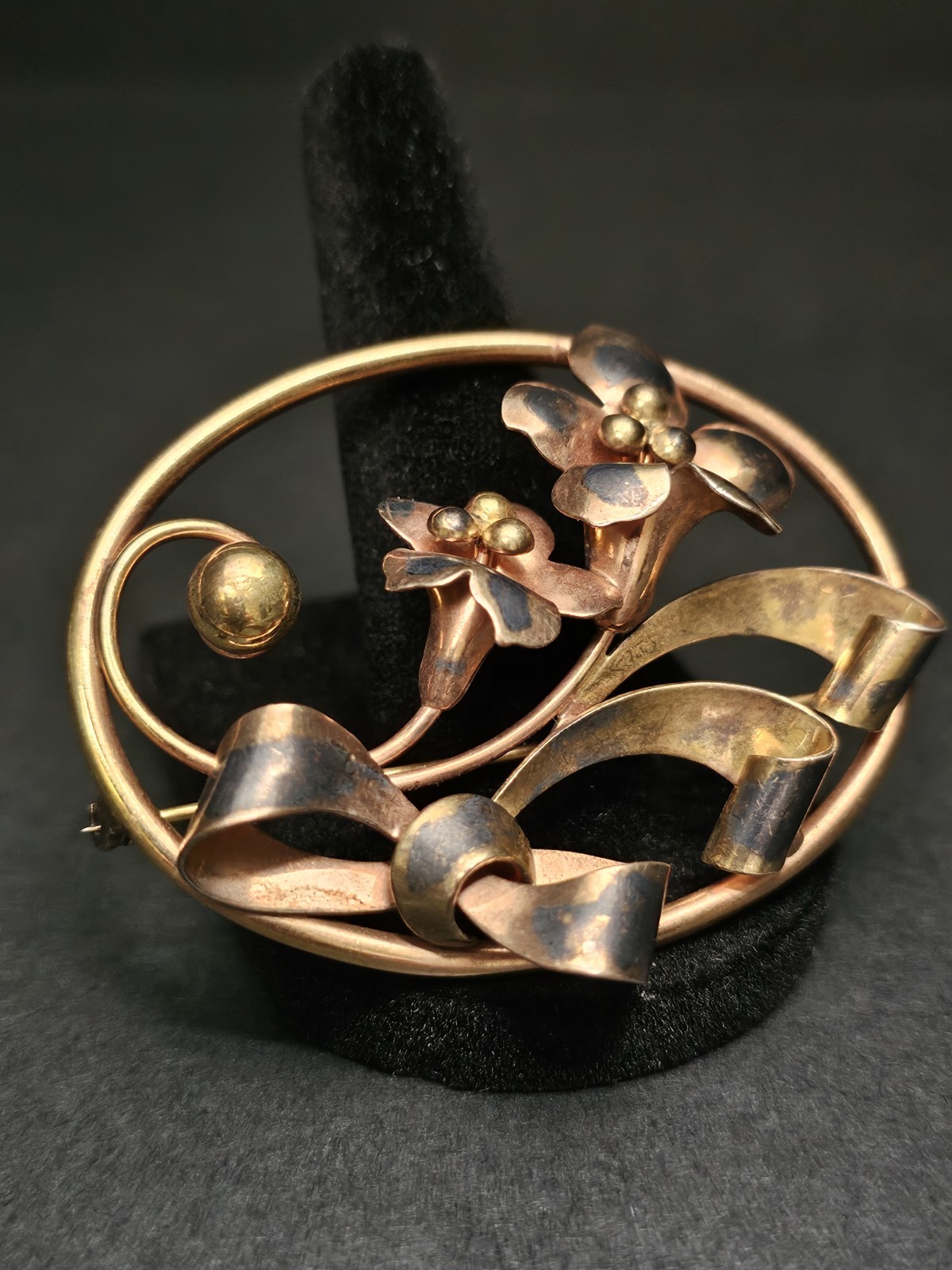 1940s 1/20 12K Gold Filled Silver Floral Brooch Pin A&Z Jewelry