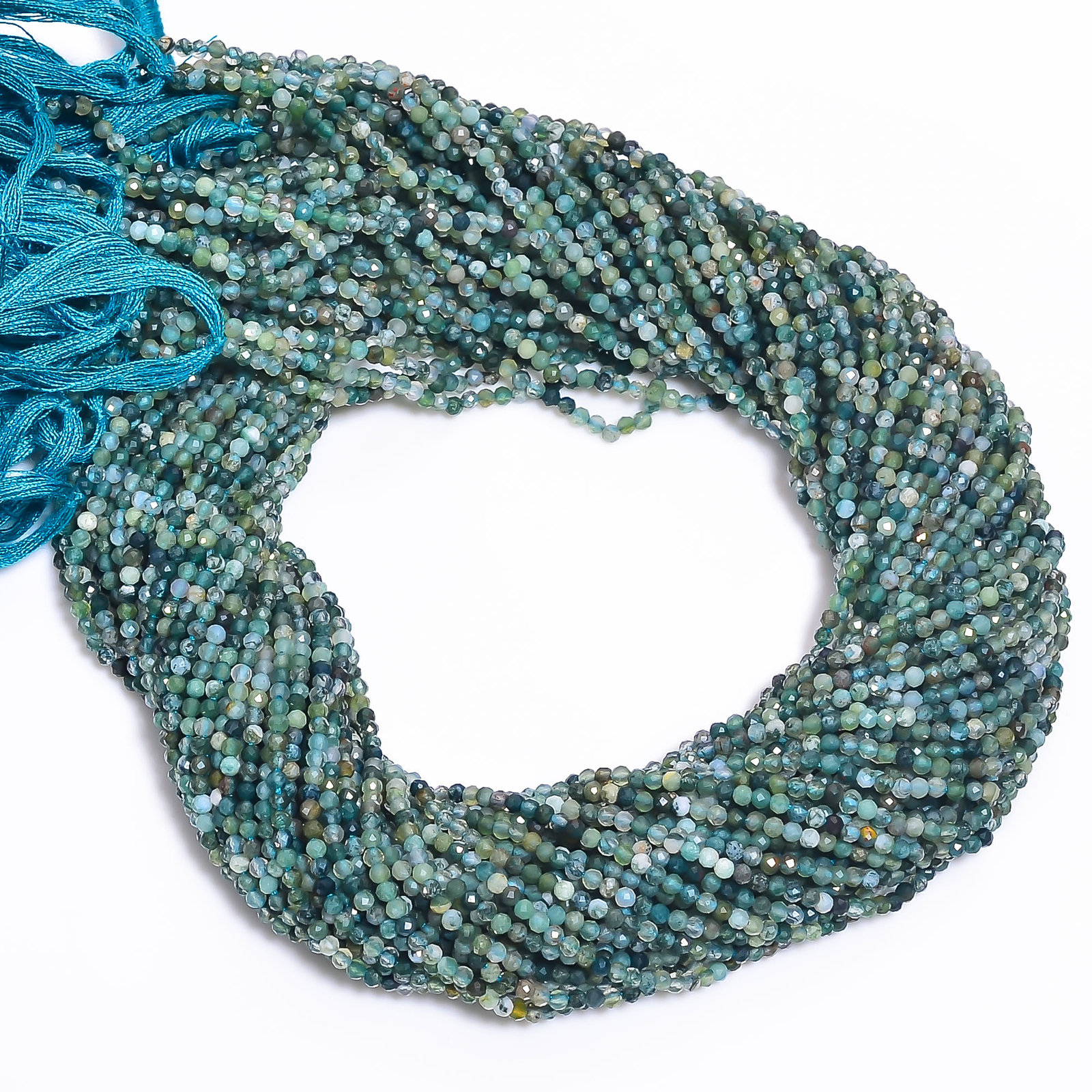 Green Tree Agate Gemstone Round Shape Faceted Beads 2.5X2.5mm Strand 12.5″ EB570