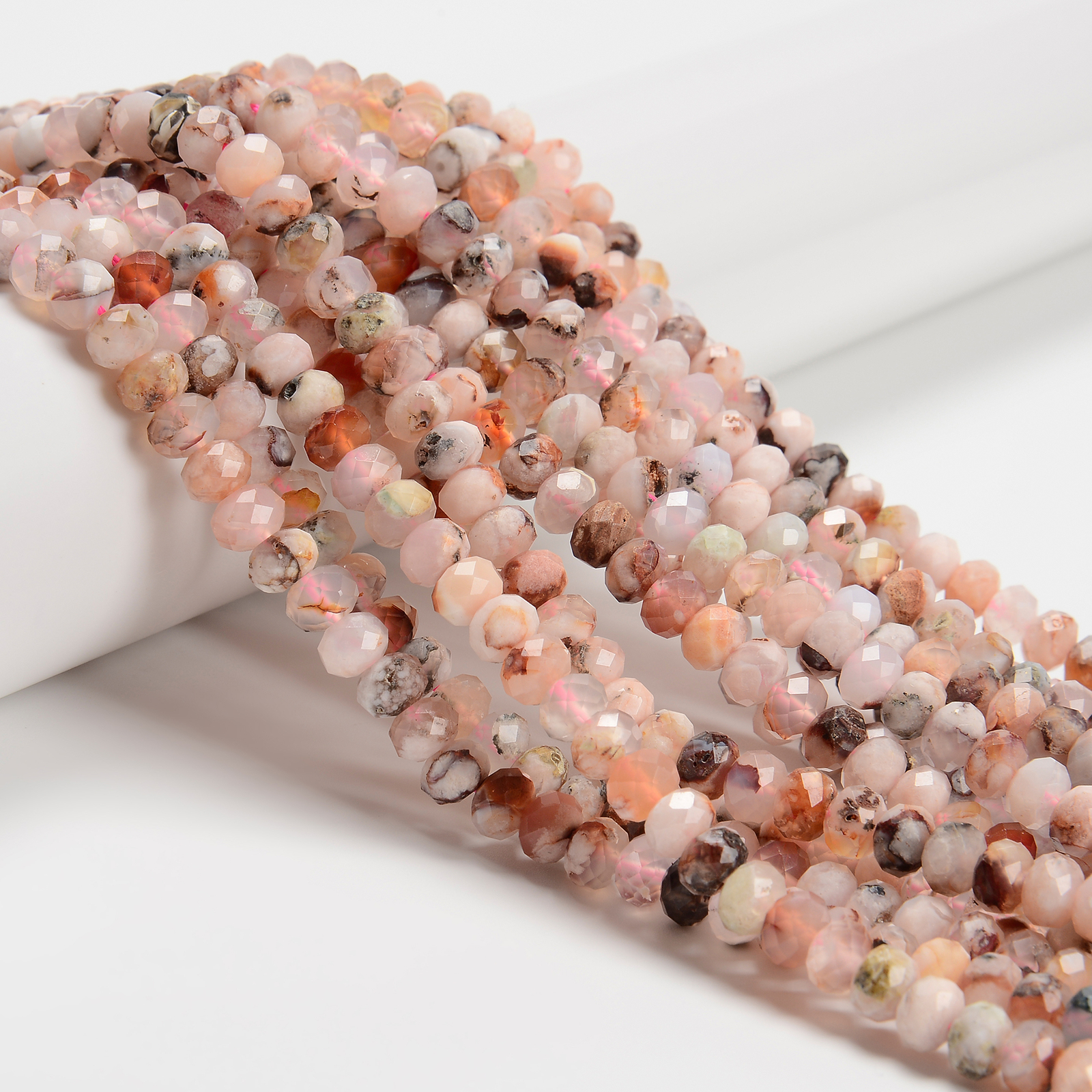 Cherry Flower Sakura Agate Faceted Rondelle Beads 3.5x5mm 5x7mm7x10mm 15.5”Strd