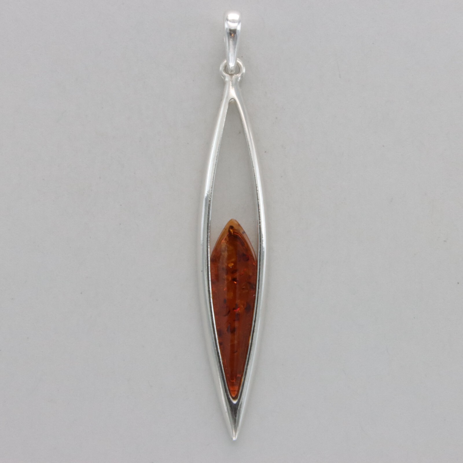 Cognac / Brown ALTIC AMBER Oval Pendant – 925 STERLING SILVER #1138e