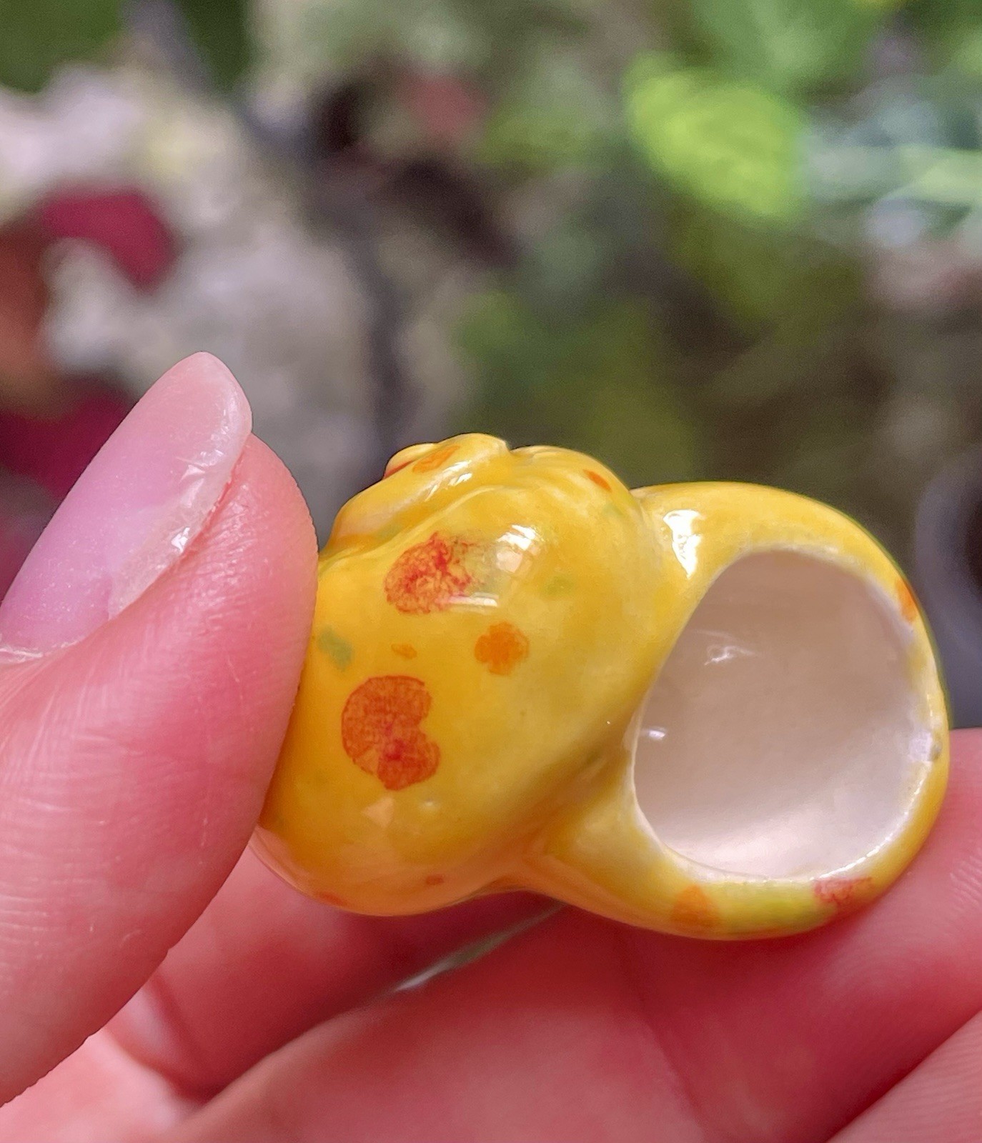 Handmade Ceramic Pendant Jewelry. Unique piece. Orange speckles