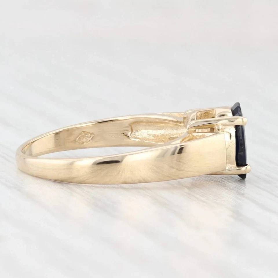 2.96 Ct Oval Cut Blue Sapphire Diamond Wedding Ring 14K Solid Yellow Gold