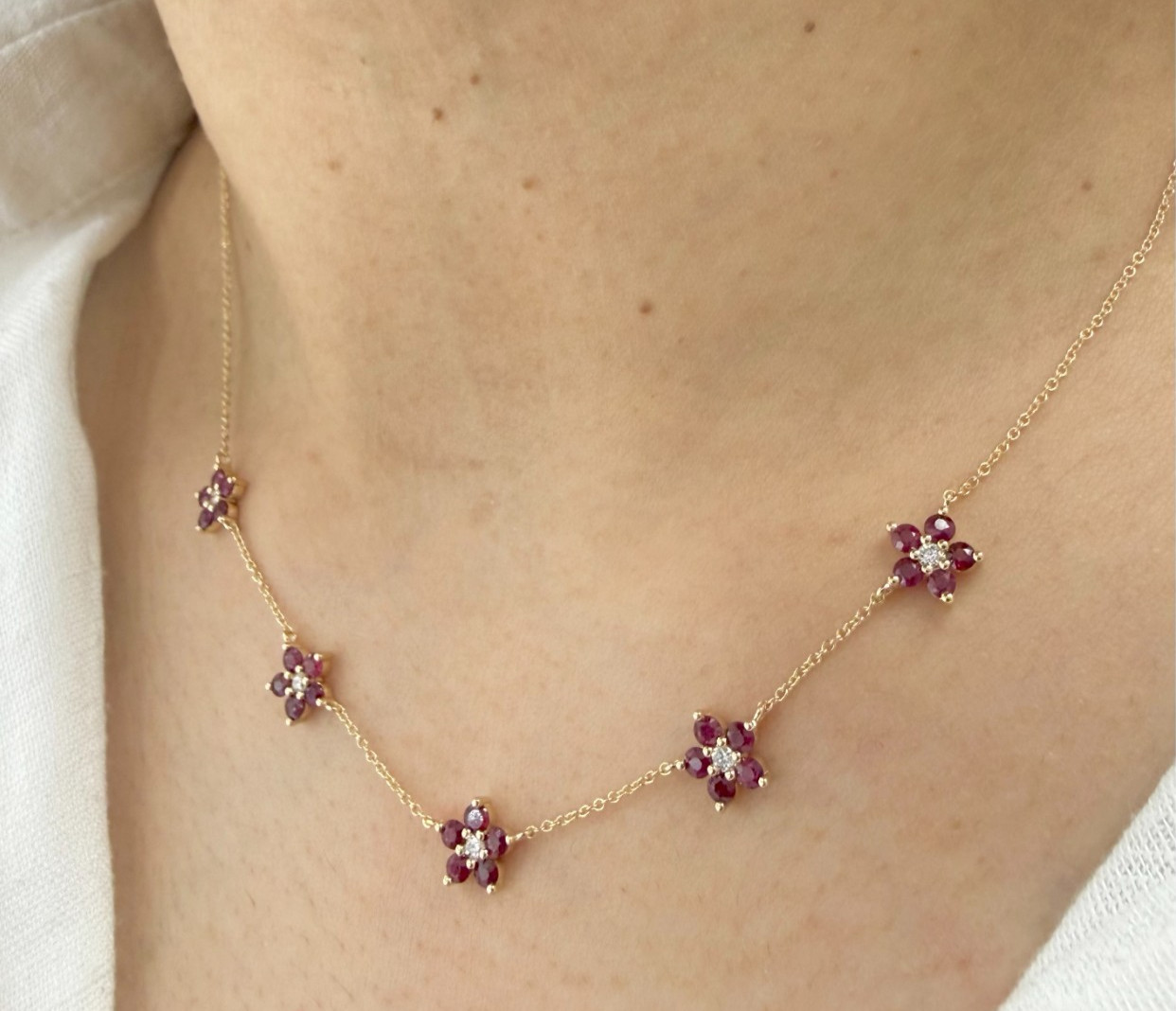 DEAL! 1.64CW 100% GENUINE RUBY & DIAMONDS LADIES NECKLACE 14K YELLOW GOLD 18″