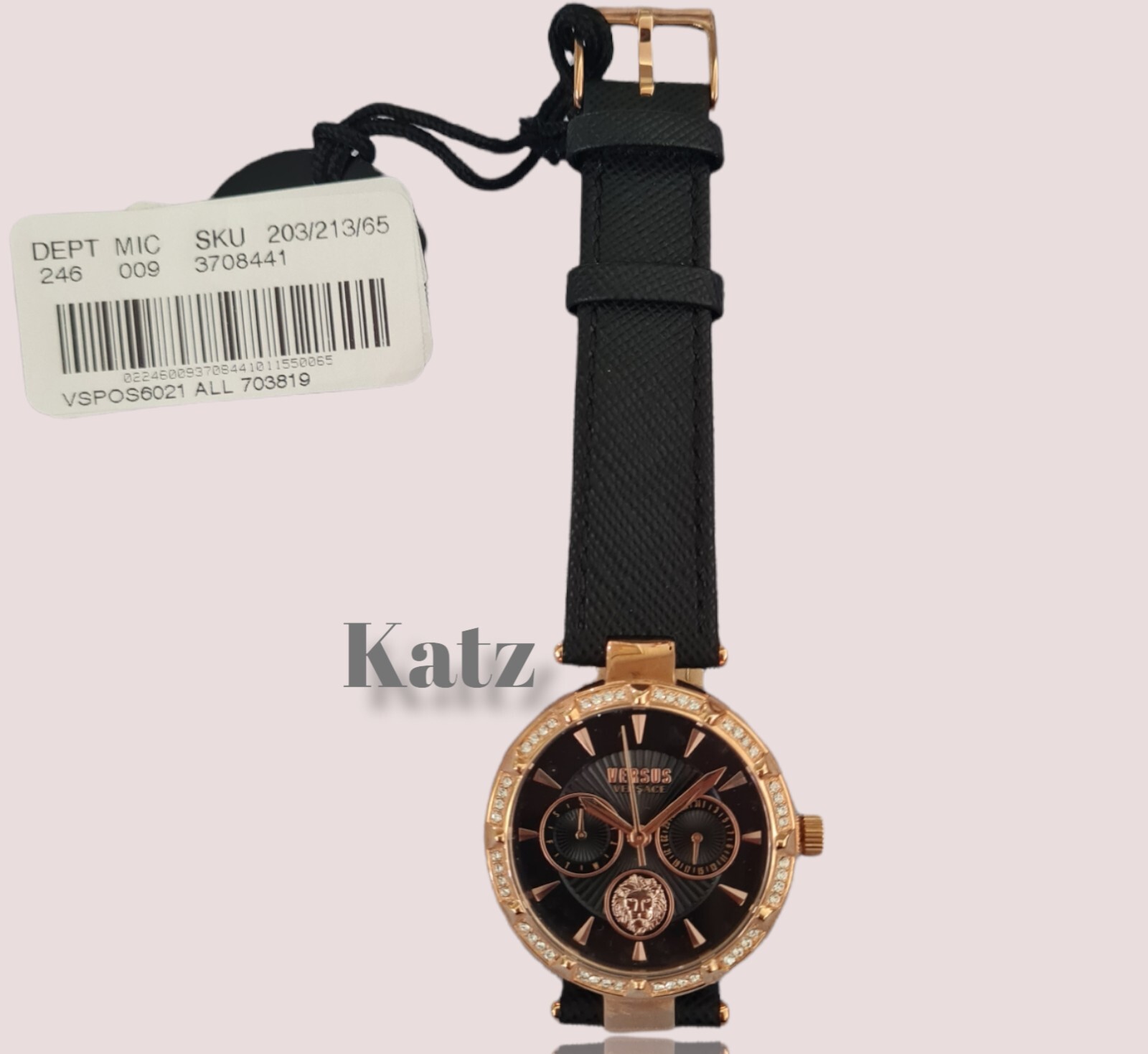 Versace Versus Women’s Black 36 mm Sertie Watch VSPOS6021 Rose Tone