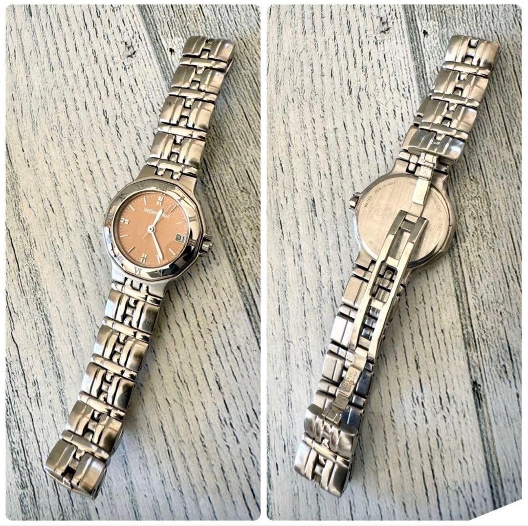 Yves Saint Laurent Ladies Watch 0.98in Wrist 16cm 6.3in Salmon Pink 25mm Japan