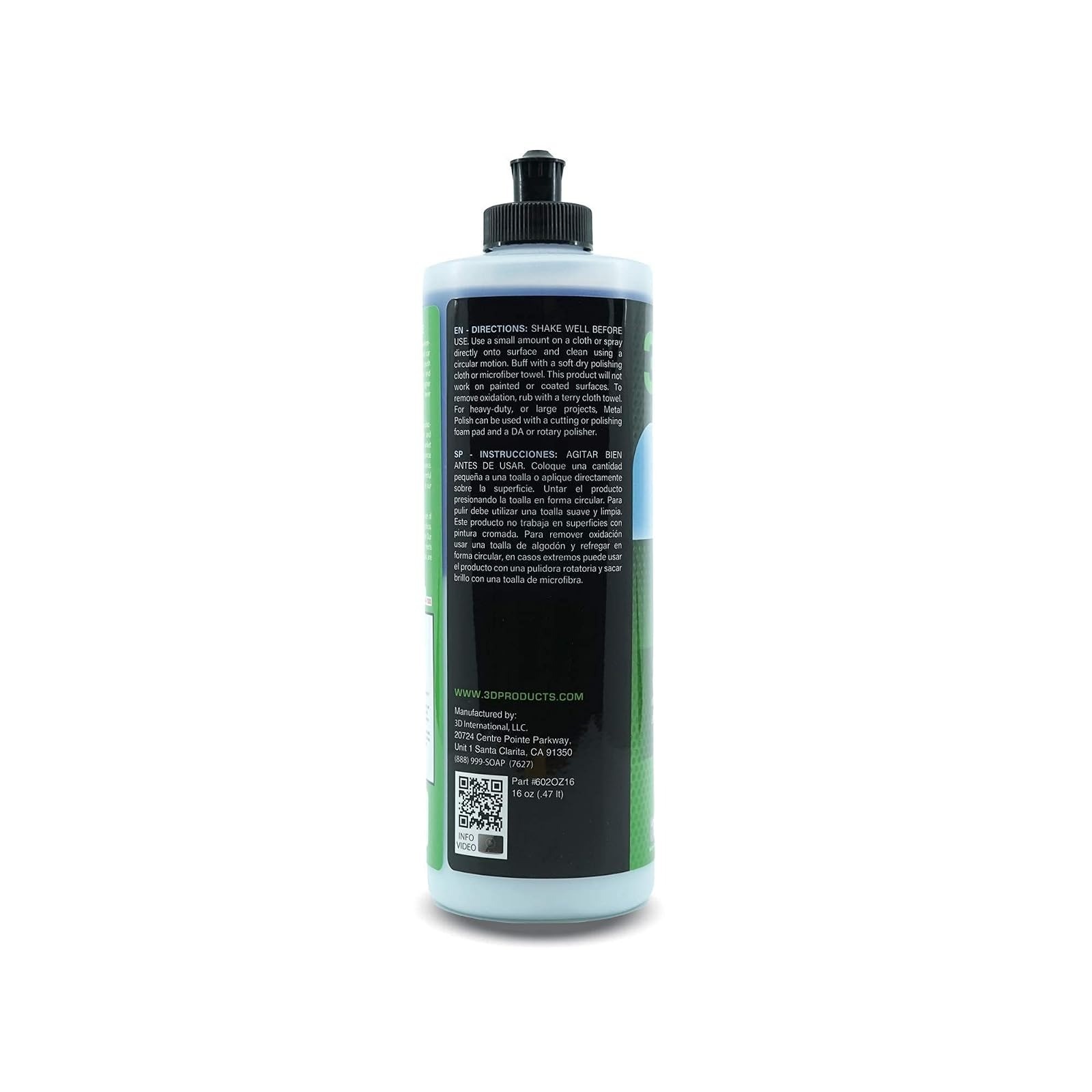 3D Metal Polish 16oz – Heavy Duty Cleaner for Aluminum, Chrome, Brass