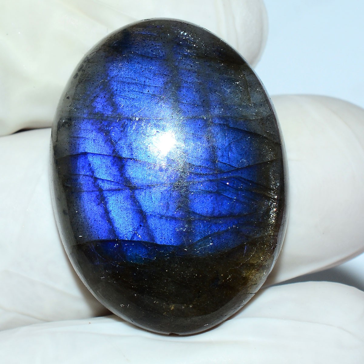 Blue Lightning Trapped~ 6 Pcs Natural Labradorite Rich Blue Shine Oval Gemstones