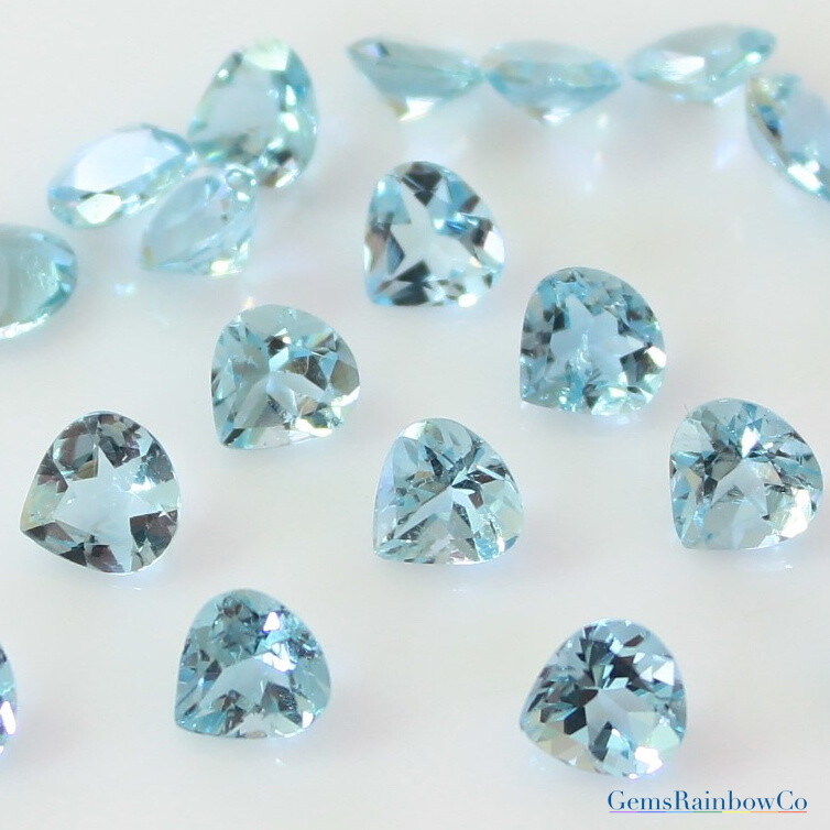 Natural Aquamarine Heart Faceted blue 4 mm to 10 mm Loose gemstone AA Quality