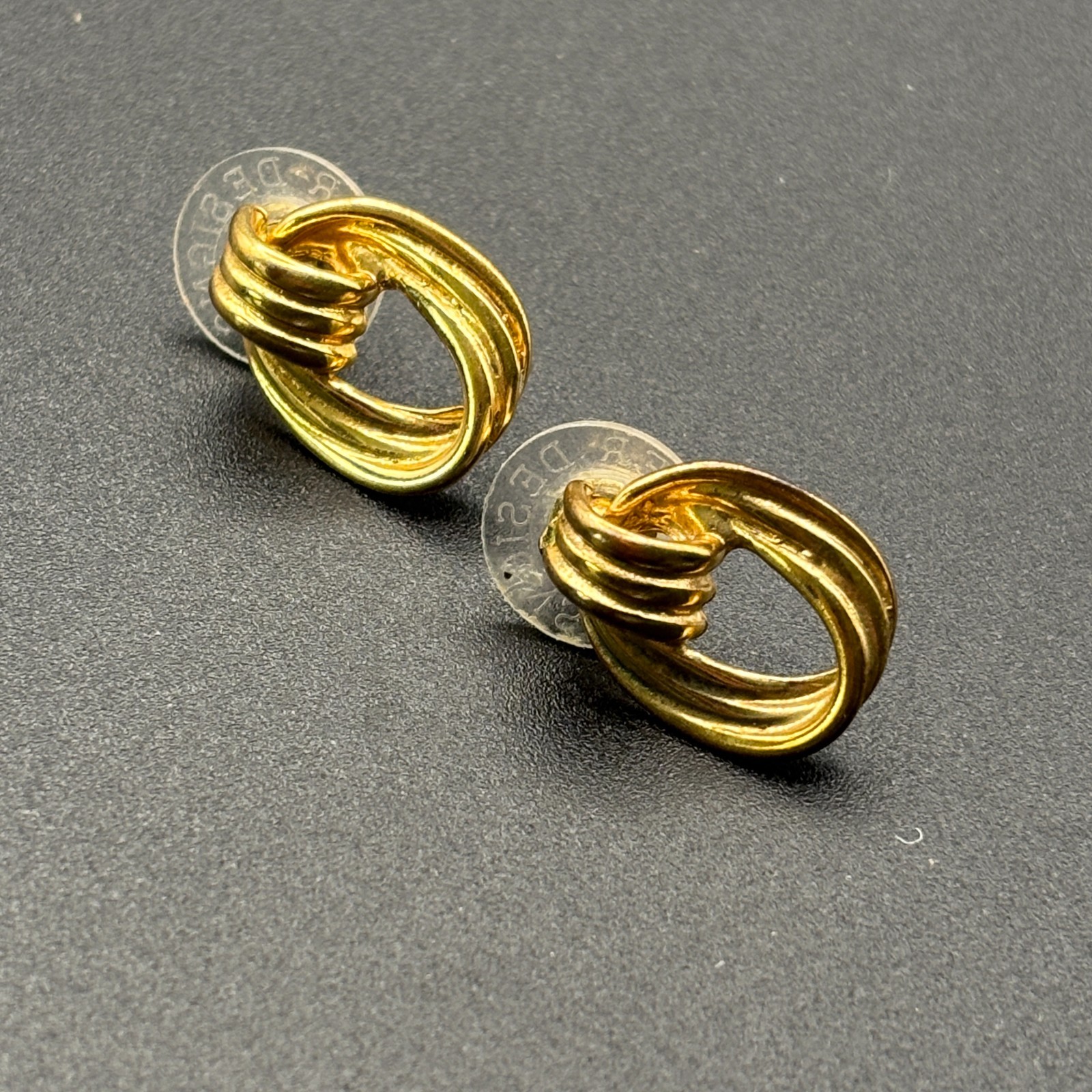 Premier Designs Gold Tone Door Knocker Oval Knot Earrings