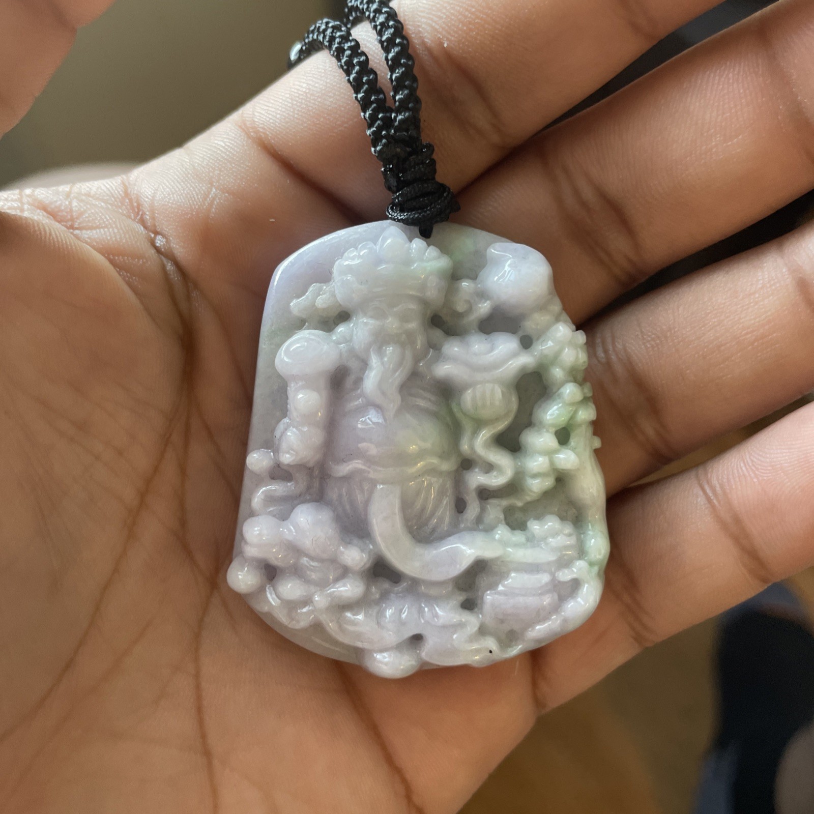 Jade Carving Lavender And Green Grade A all Natural 100% Jade