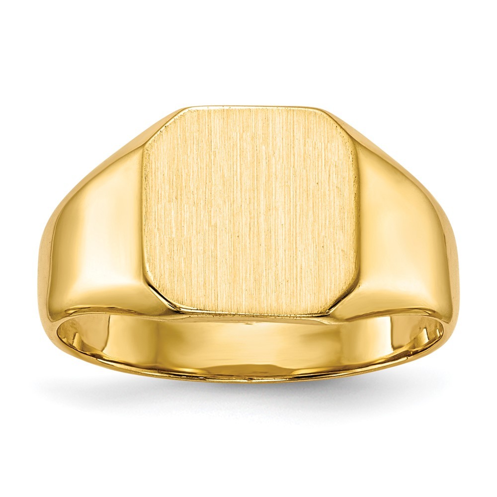 14k Yellow Gold 9.5×9.5mm Octagon Closed Back Signet Ring Sz 6