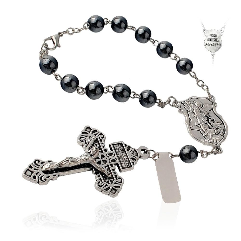 CZMZHFC Car Rosary for Rearview Mirror, Catholic Pocket Rosary with St. Micha…