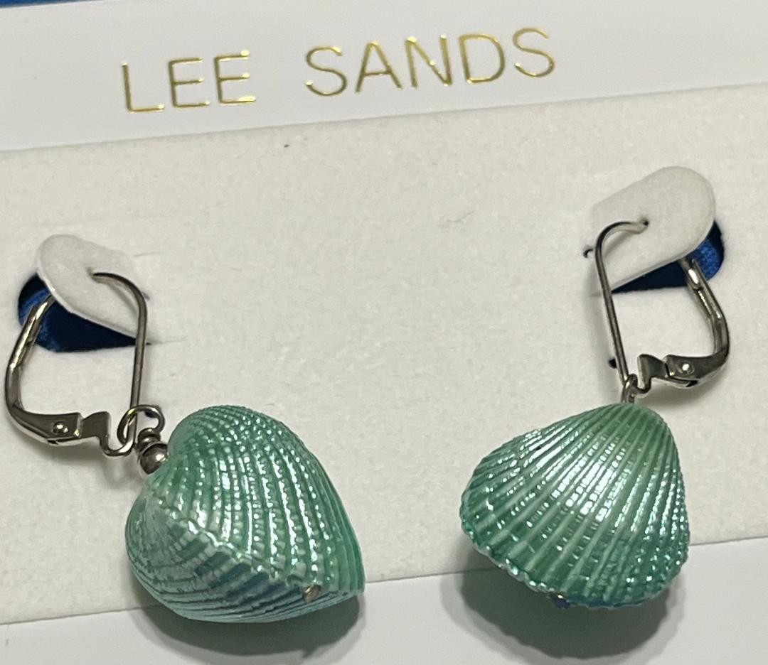 Lee Sands Sea Foam Lever-Back Metallic Beach Theme Pierced Earrings on Card