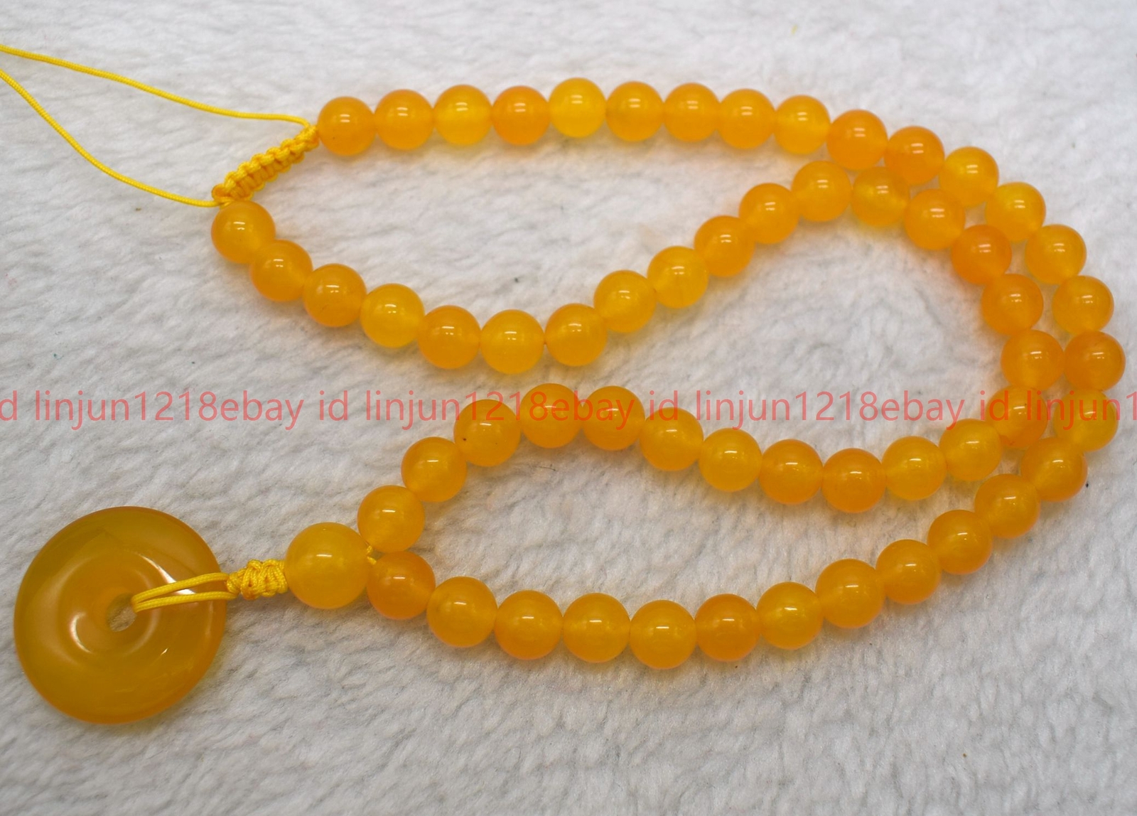 Pretty Natural 6/8/10mm Yellow Jade Round Gemstone Bead Pendant Necklace 16-24in