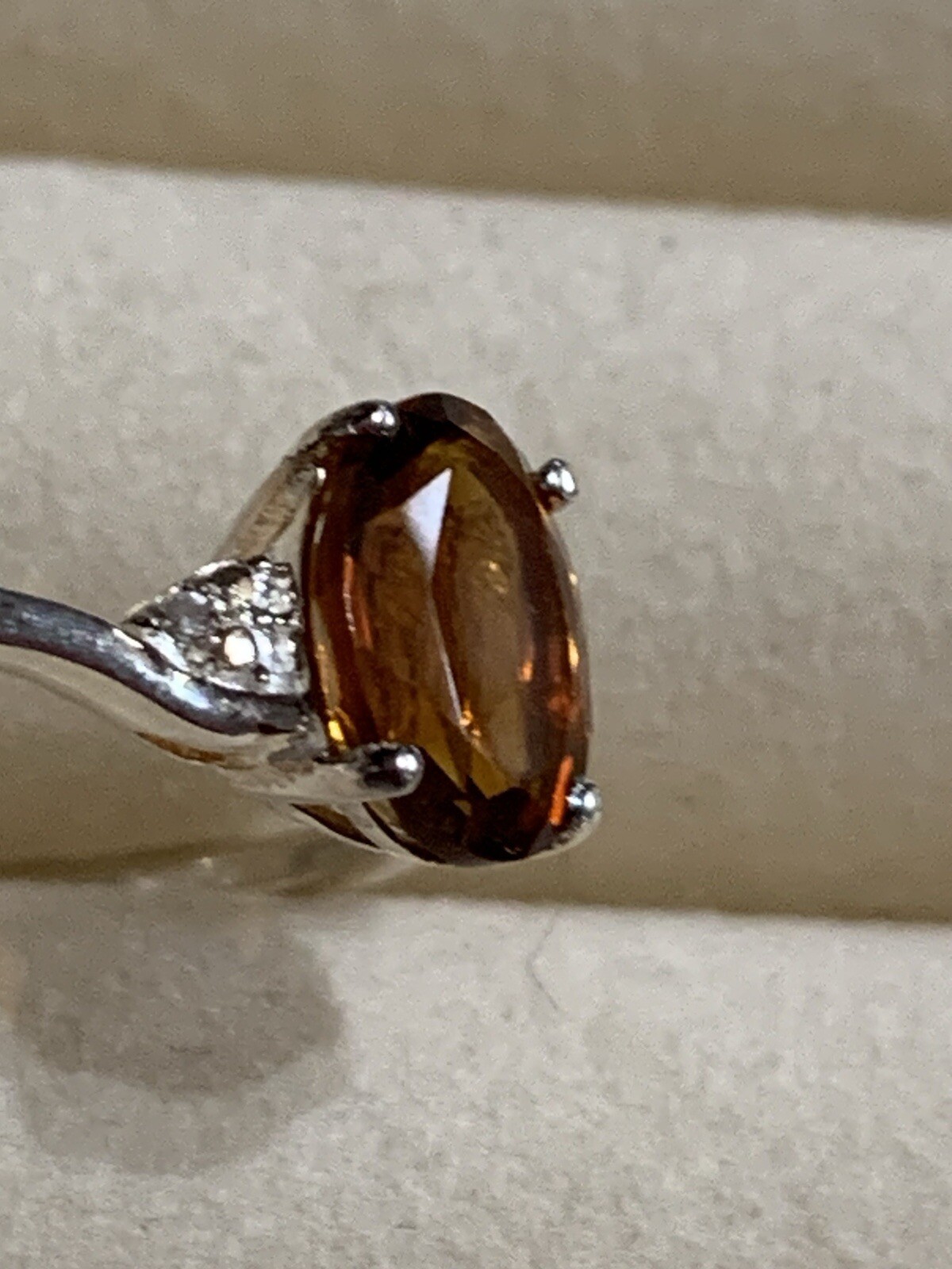 New-Madeira Citrine Combodian Zicron sterling Silver Ring- Sz.11