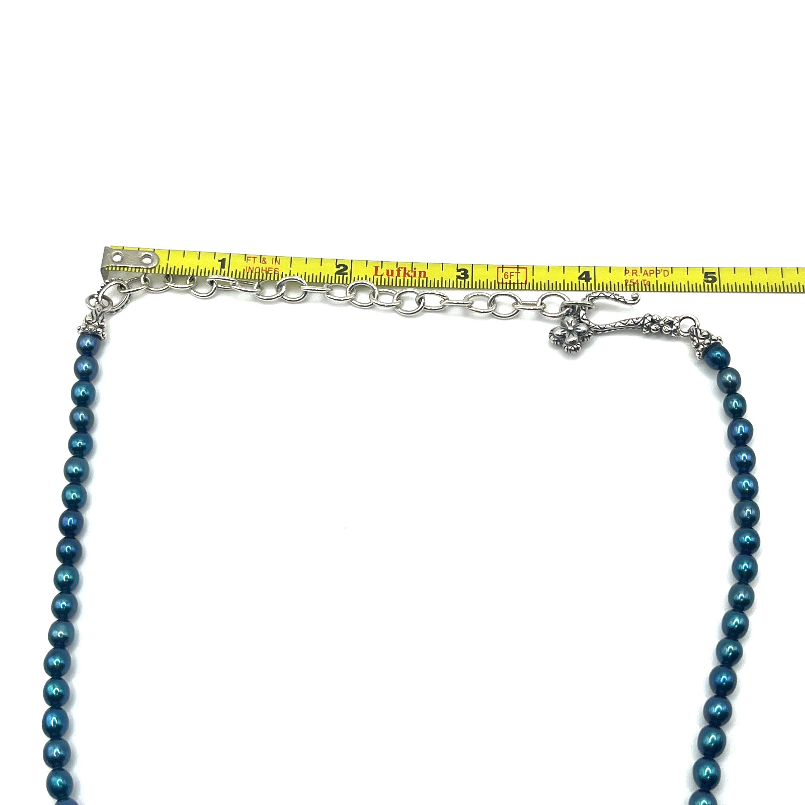 Barbara Bixby Necklace 16 to 20″ Blue Pearl Station Hook Dainty Sterling 925