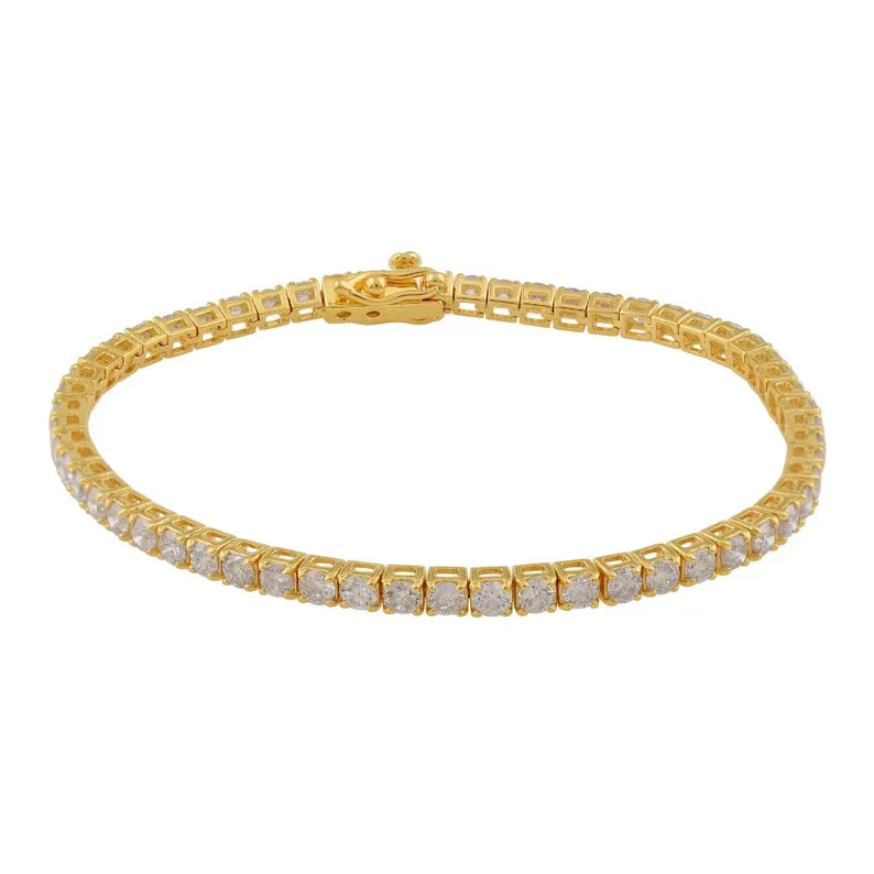 Round Natural Diamond Festival Sale ! Tennis Bracelet For Wife 14k Yellow Gold