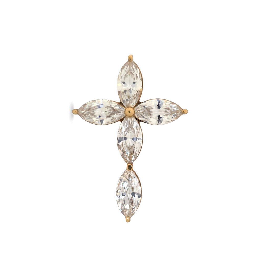 ROSS SIMONS GOLD VERMEIL PRECIOUS WHITE STONE CROSS PENDANT 5.7GR #2054