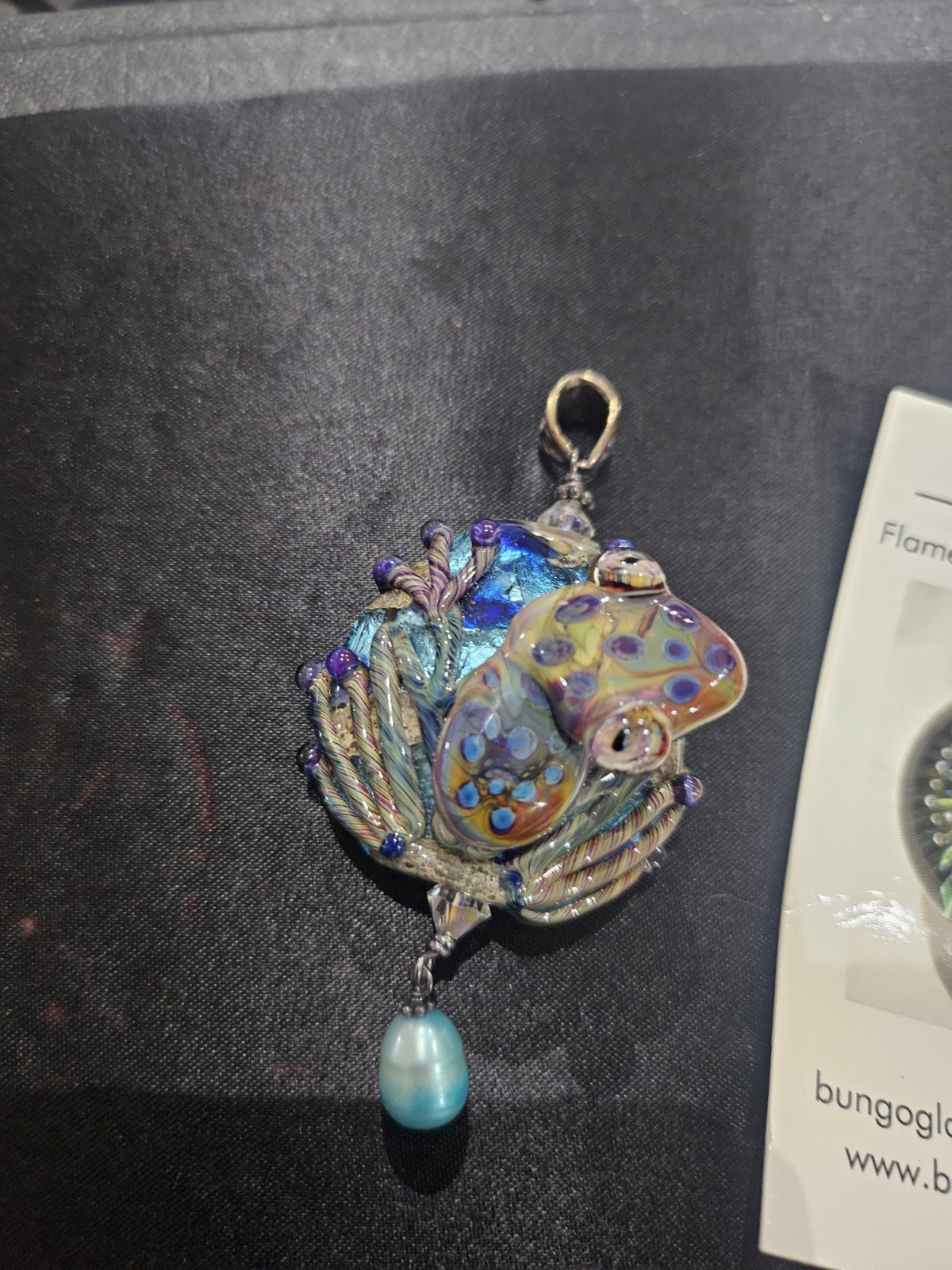 Signed Shawn Bungo Glass Necklace No Chain Included